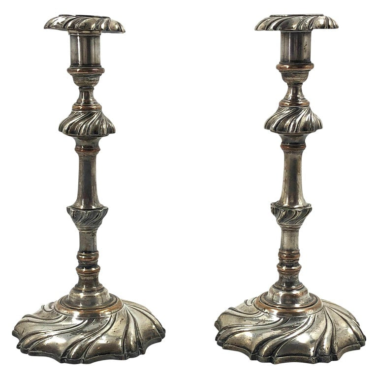 Pair of Georgian Silvered Candlesticks