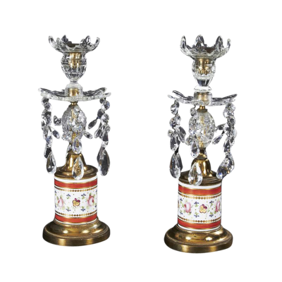 Pair of Regency Ormolu Mounted Cut Glass Candlesticks