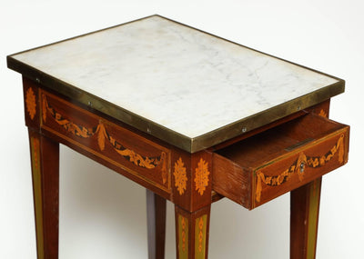 Louis XVI Marble-Top Inlaid Side Table