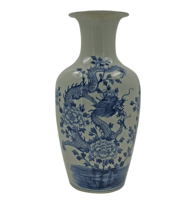 Chinese Blue and White Flared Dragon Vase