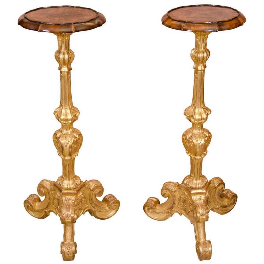 Pair of Baroque Gilt Pedestals
