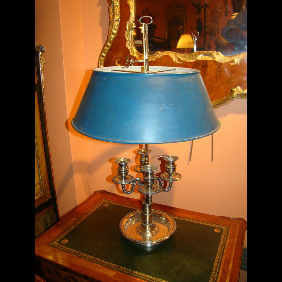Louis XVI Silvered Bronze Bouillotte Lamp, 19th c