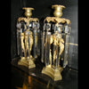 Pair of Regency Bronze and Crystal Candlesticks
