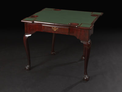 George II "Chippendale" Mahogany Ball and Claw Foot Card Table