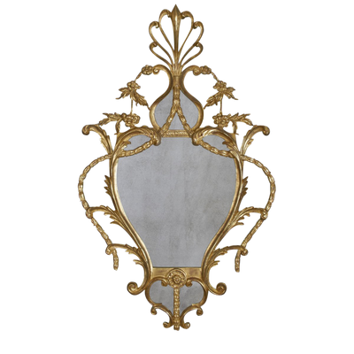 George III Style Gilt Wood Cartouche Mirror
