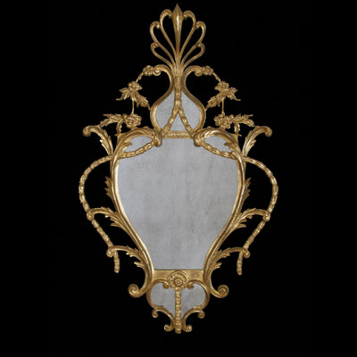 George III Style Gilt Wood Cartouche Mirror