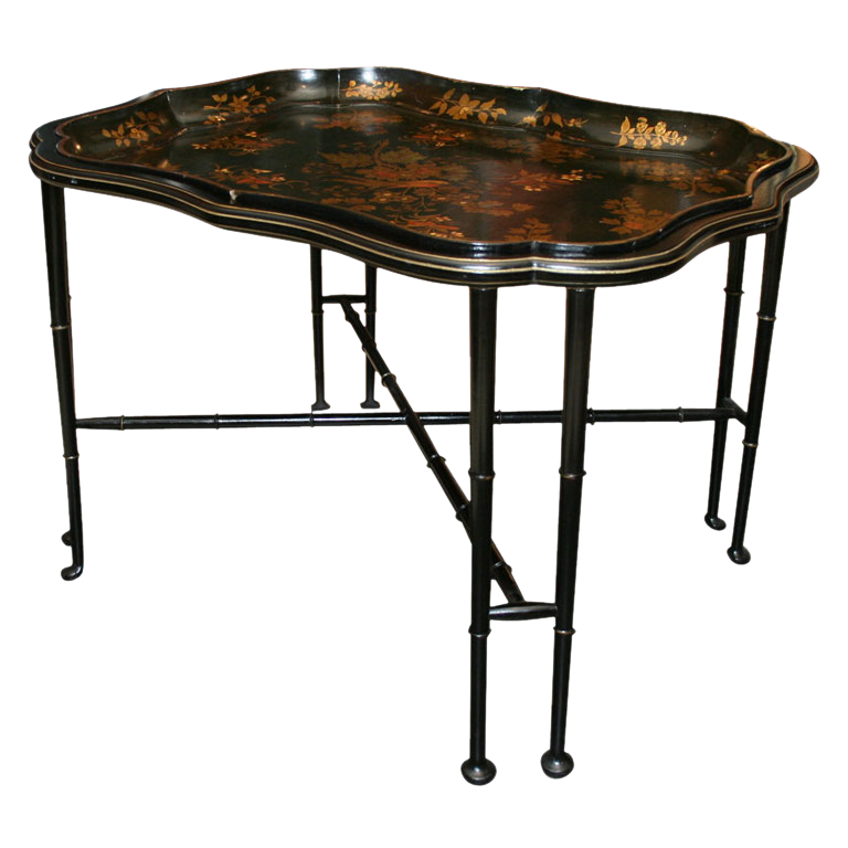 Papier Mache Scalloped Tray Table