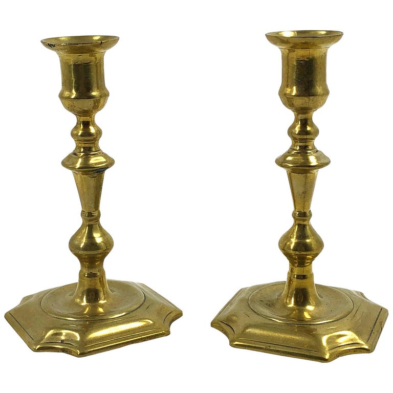 Rare Queen Anne Brass Candlesticks