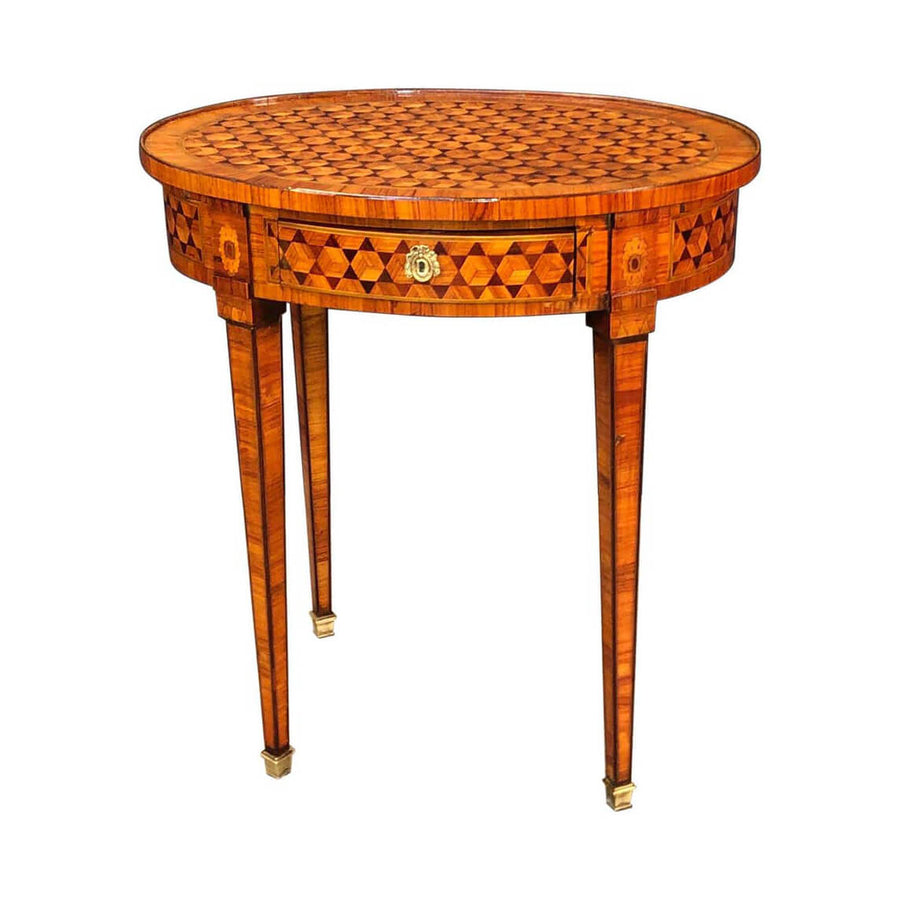French Louis XVI Parquetry Oval Side Table