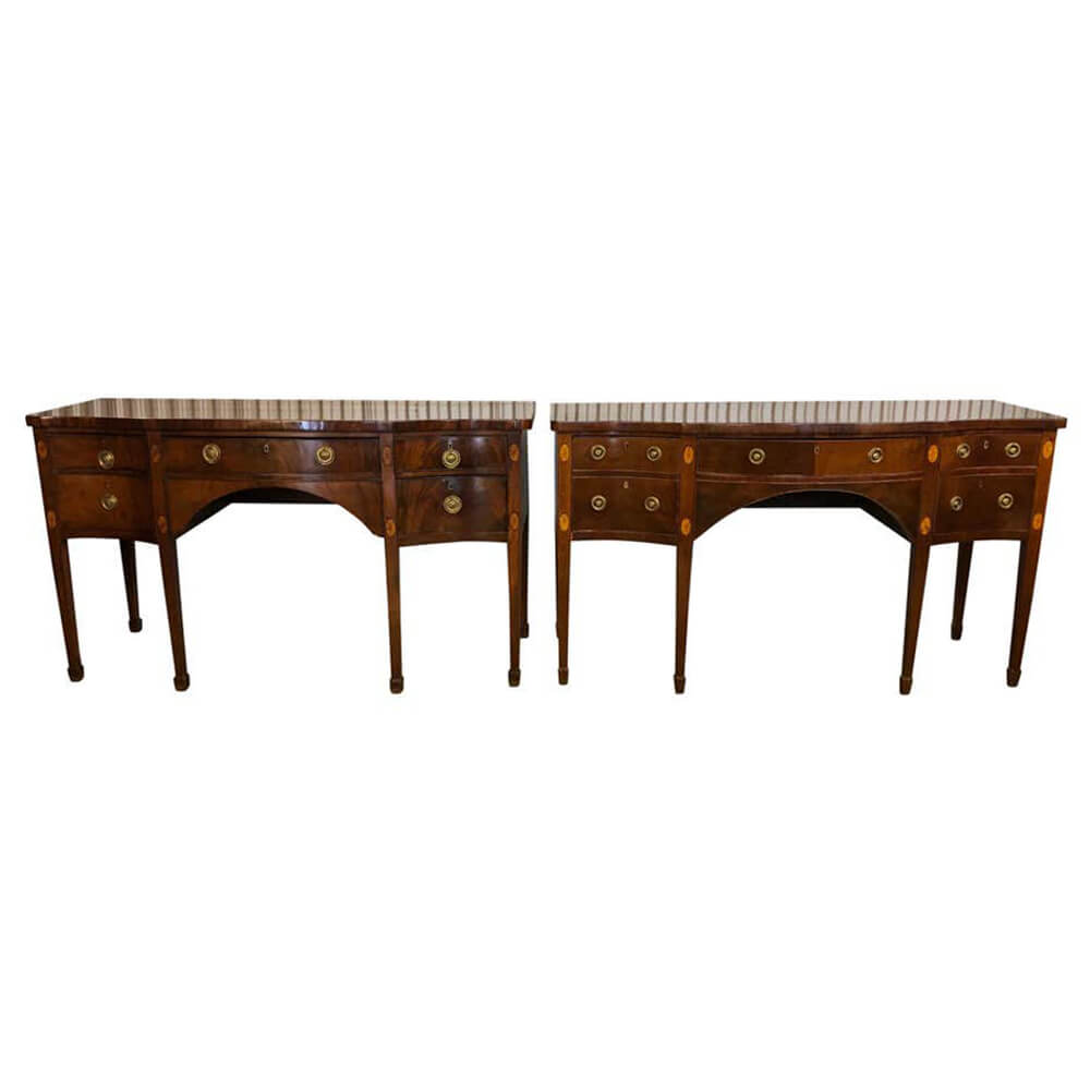 Pair of George III Mahogany Serpentine Sideboards