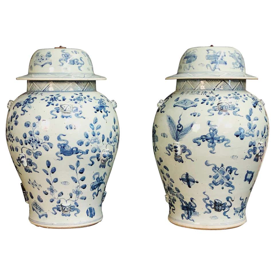 Large Pair of Chinese Export Temple Jar