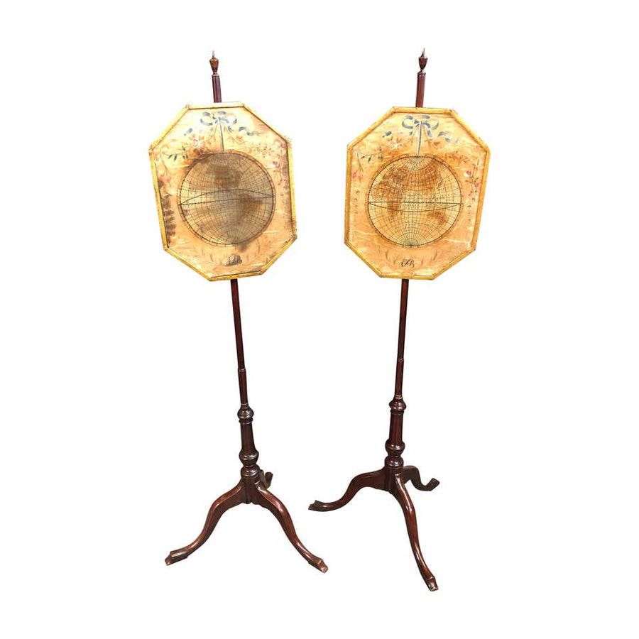 Rare Pair of Queen Anne Pole Screens