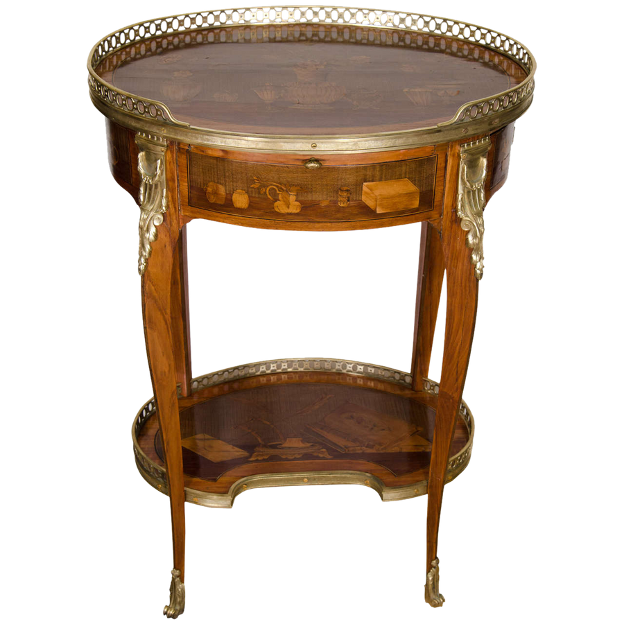 Louis XV Oval Marquetry Side Table