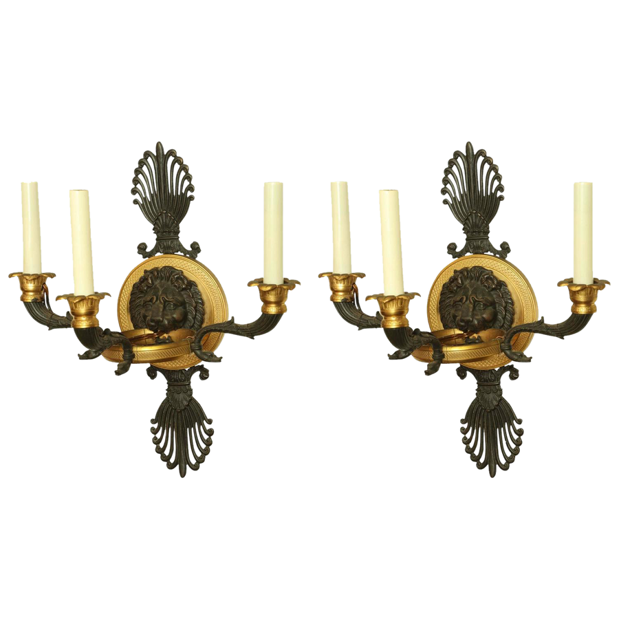 Pair of French Empire gilt bronze Sconces