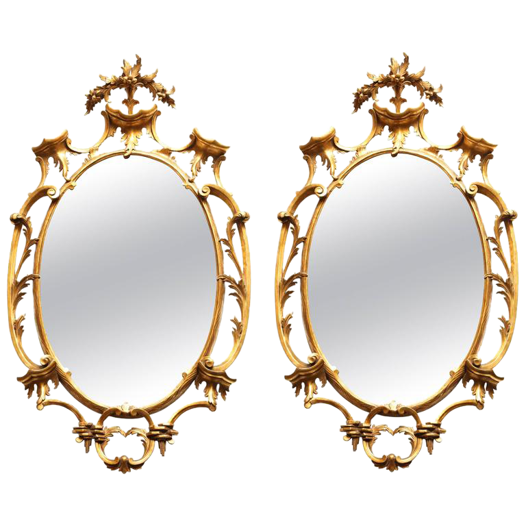 Pair of Carved Gilt Mirrors