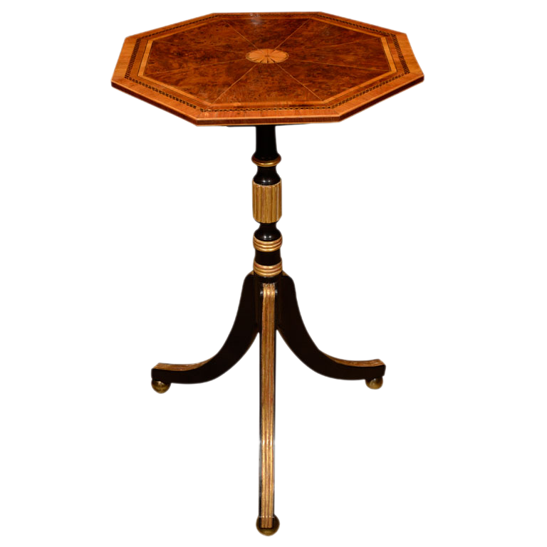 Regency Burled Yewwood Candlestand
