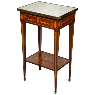 Louis XVI Marble-Top Inlaid Side Table