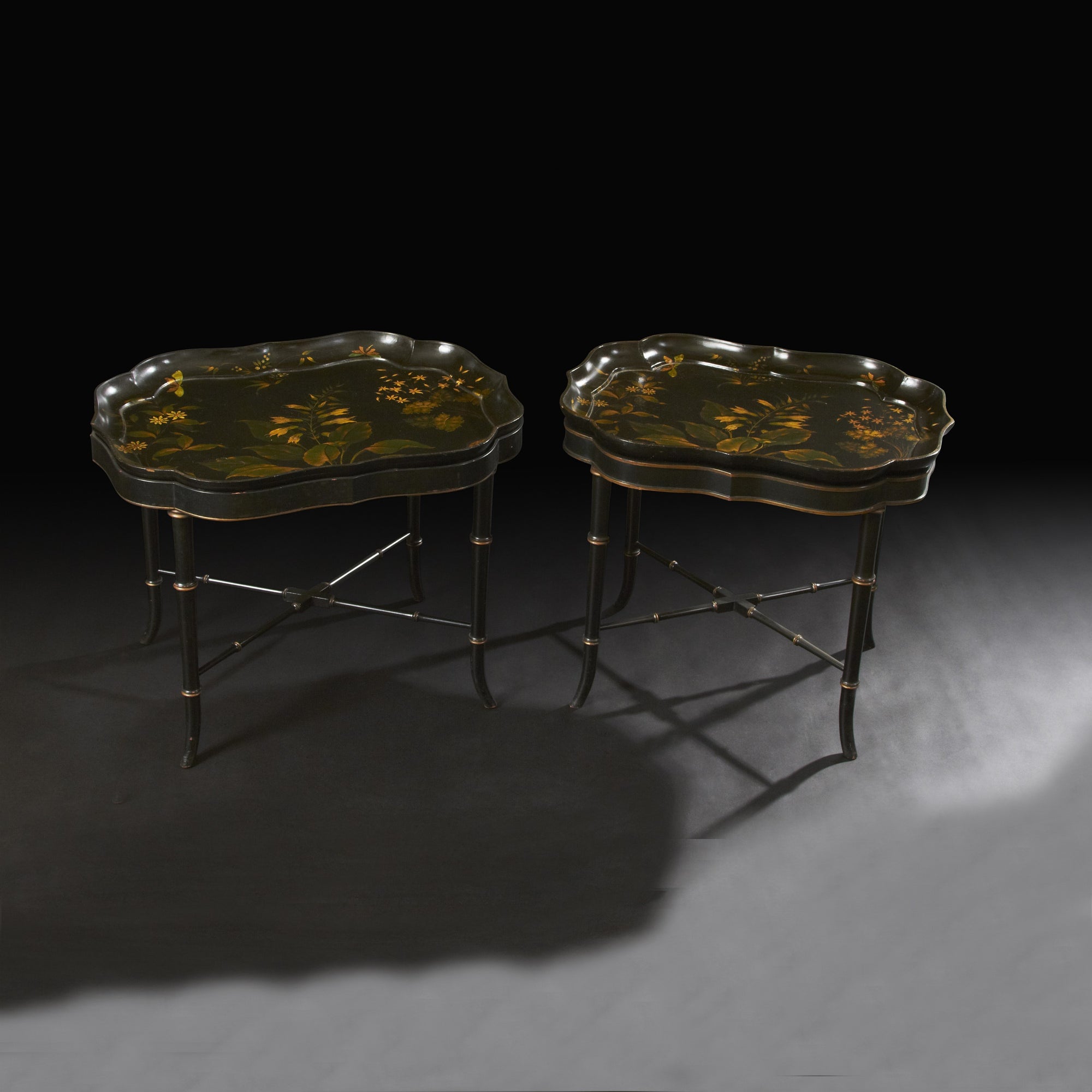 Pair of Regency Papier Mache Tray Top Tables