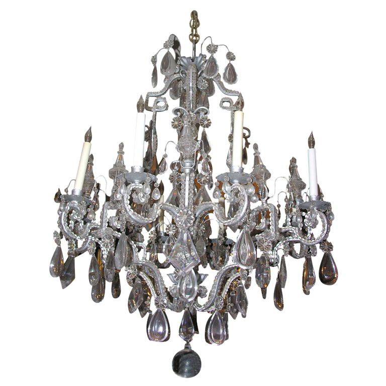 French Silvered 8-Light Chandelier