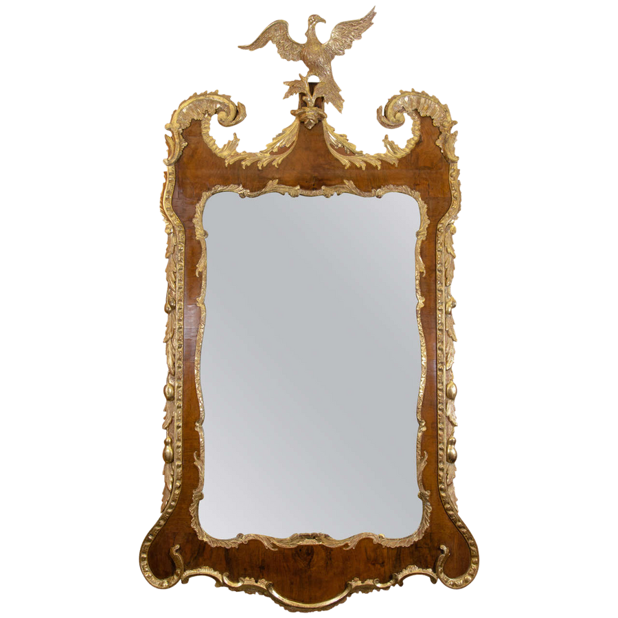 George II Walnut and Gilt Mirror