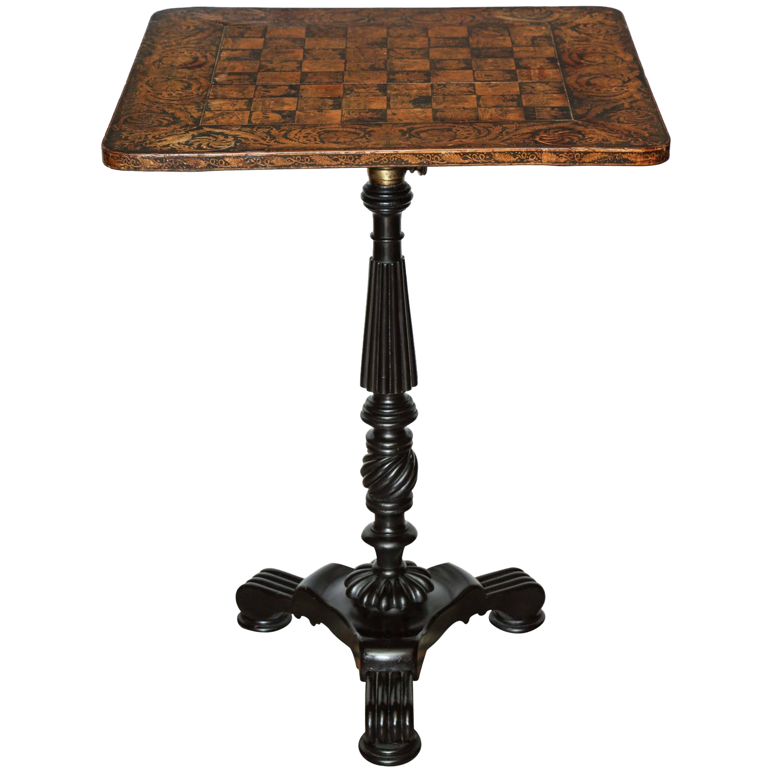 Regency Penwork Pedestal Base Table