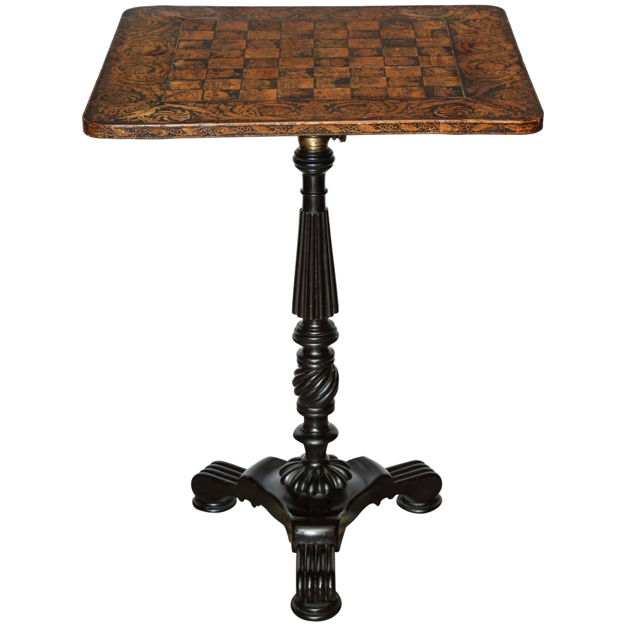 Regency Penwork Pedestal Base Table