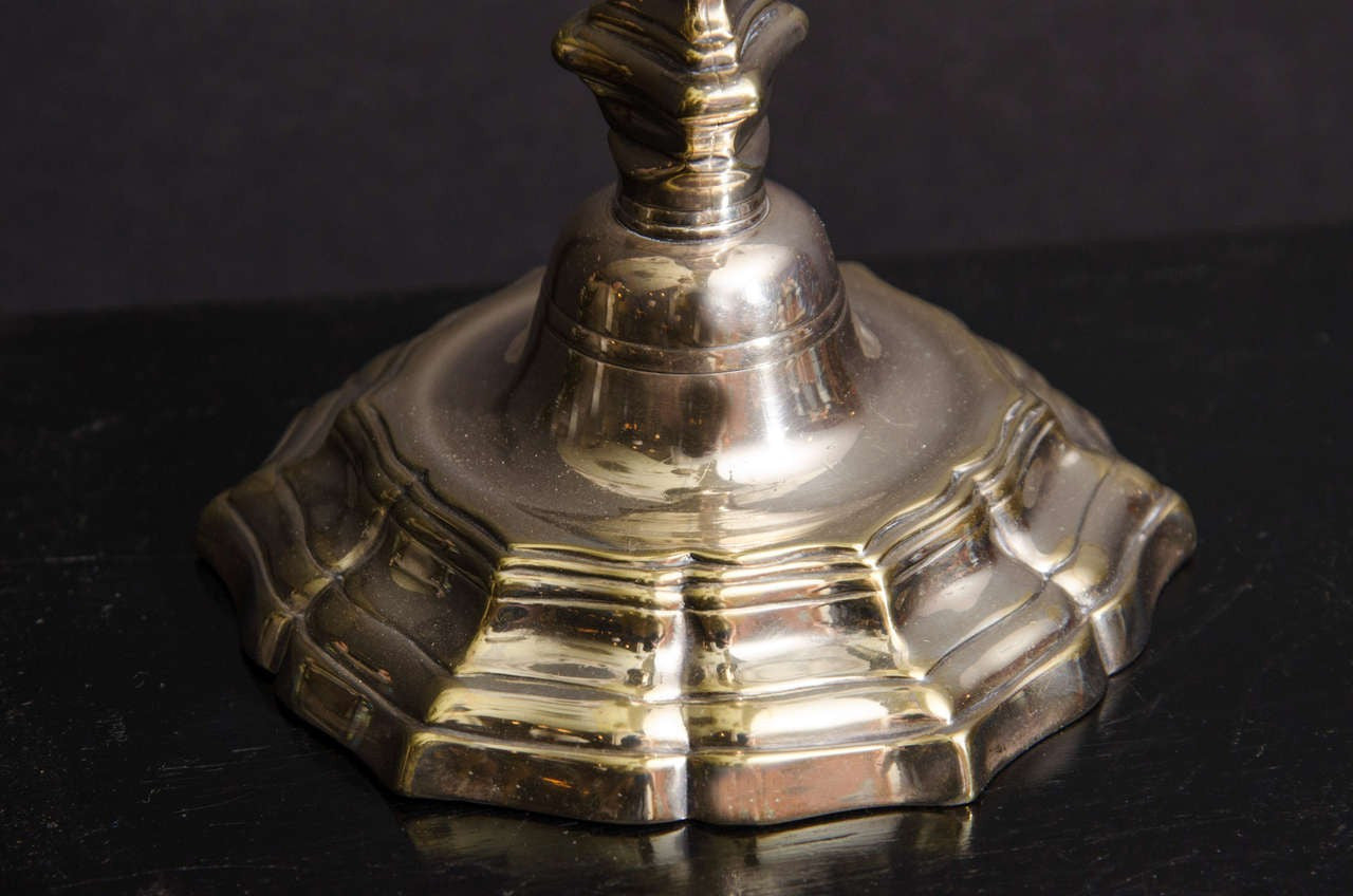 Pair Louis XIV Silvered Bronze Candlesticks