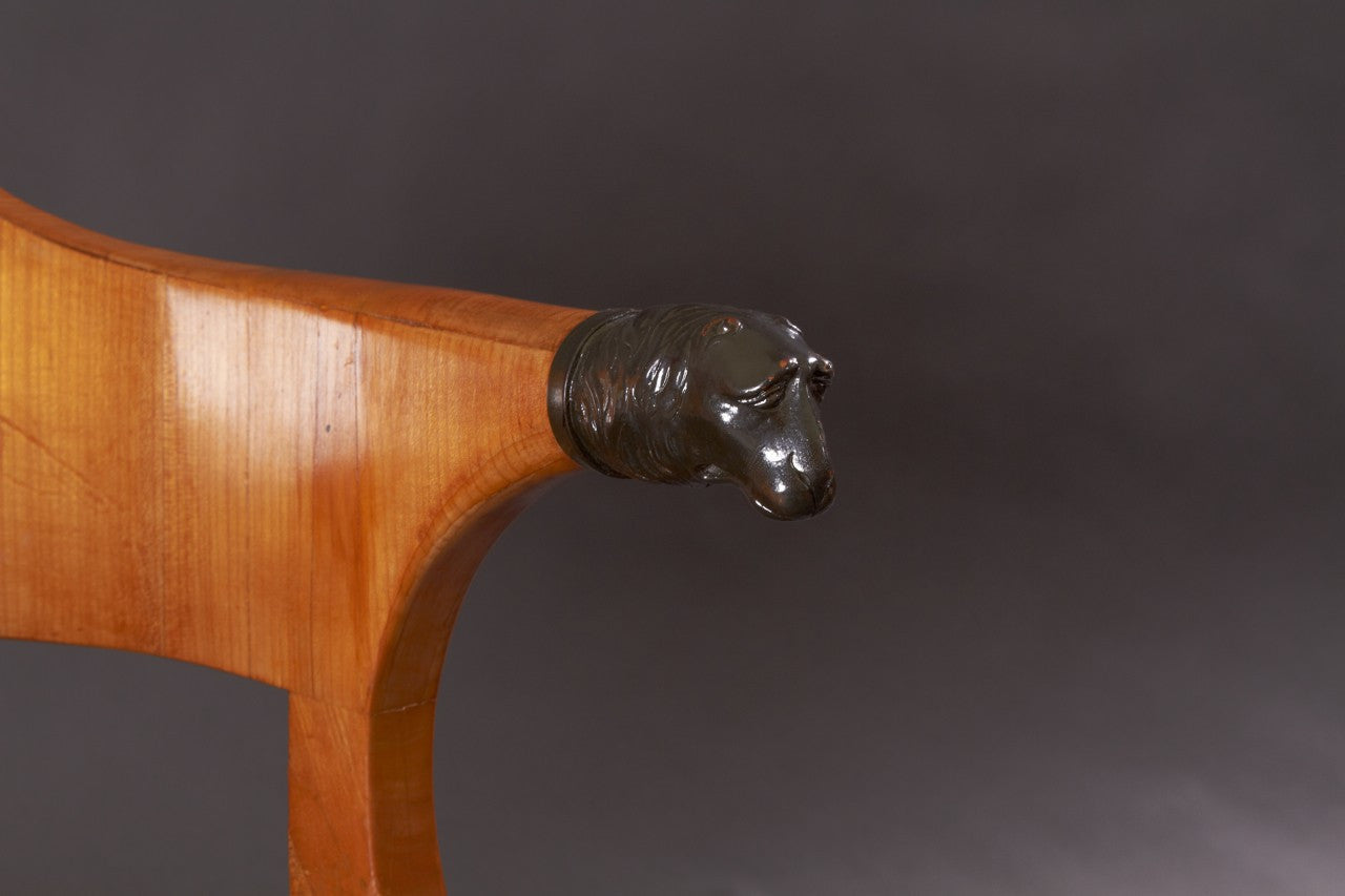 Pair of Italian Empire Fruitwood Arm Chairs