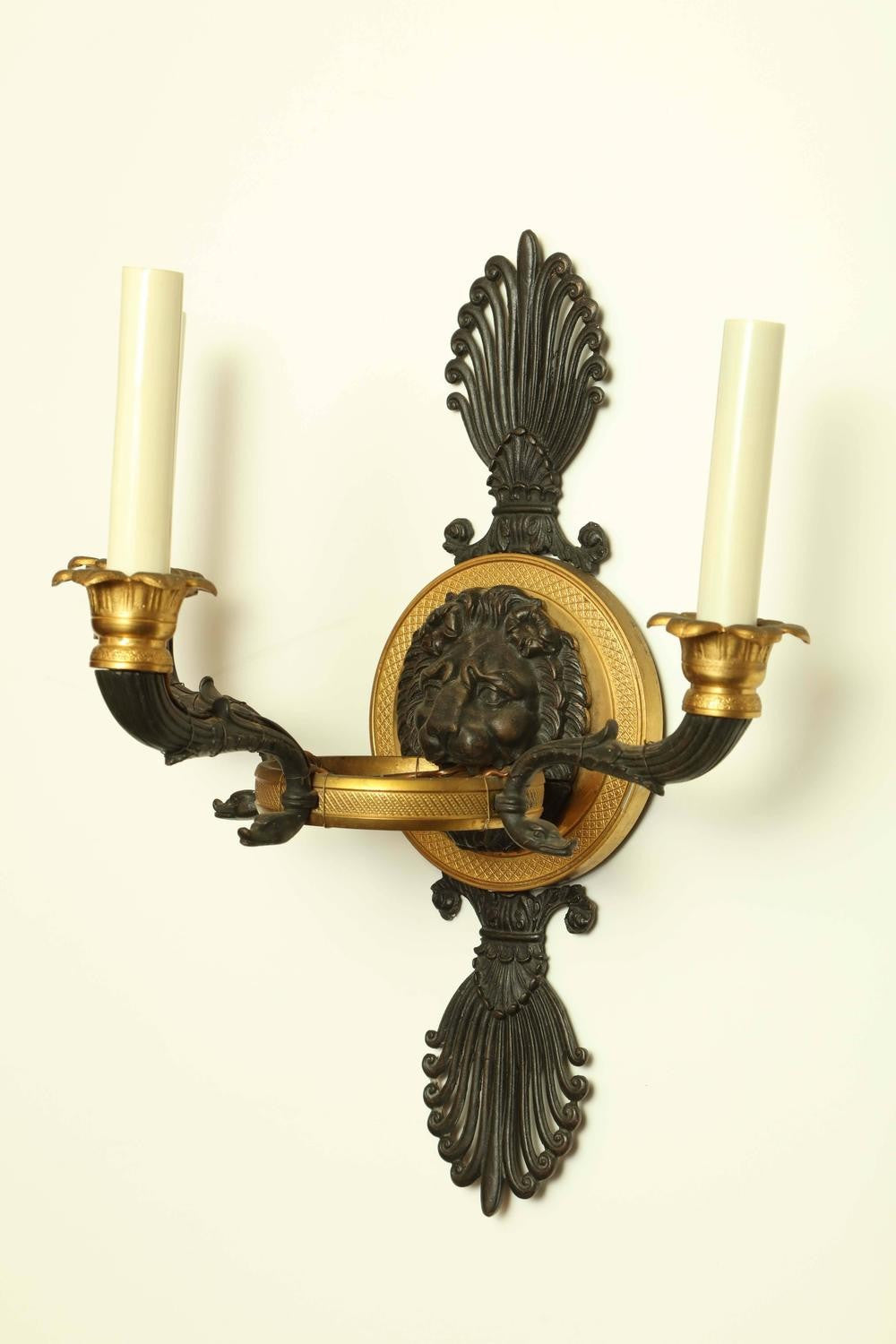 Pair of French Empire gilt bronze Sconces