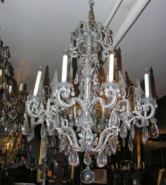 French Silvered 8-Light Chandelier