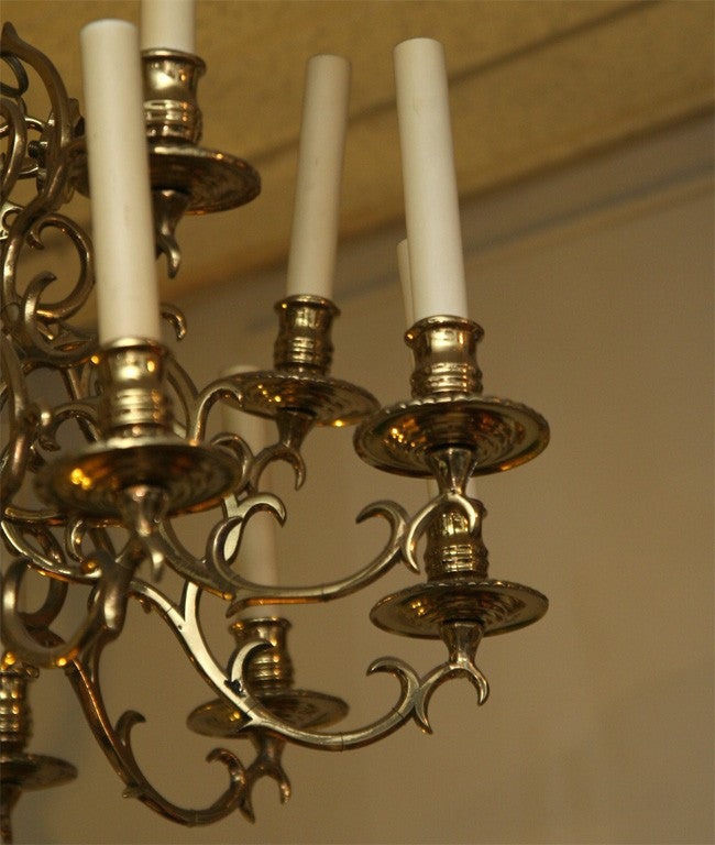 Unusual French Brass 15 Light Chandelier