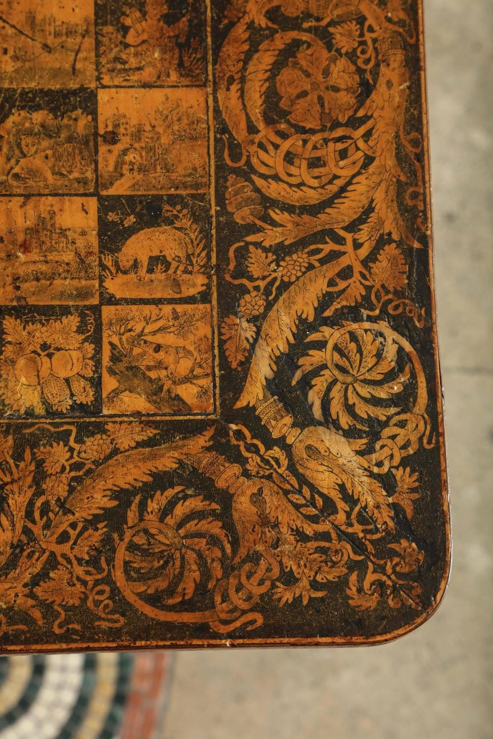 Regency Penwork Pedestal Base Table