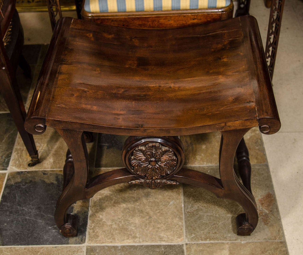 Chippendale Style Saddle Seat Stool