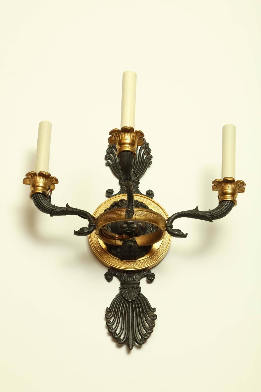 Pair of French Empire gilt bronze Sconces