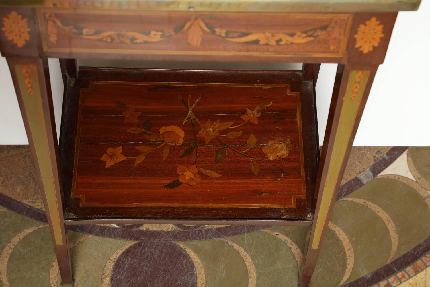 Louis XVI Marble-Top Inlaid Side Table