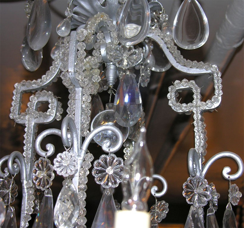 French Silvered 8-Light Chandelier