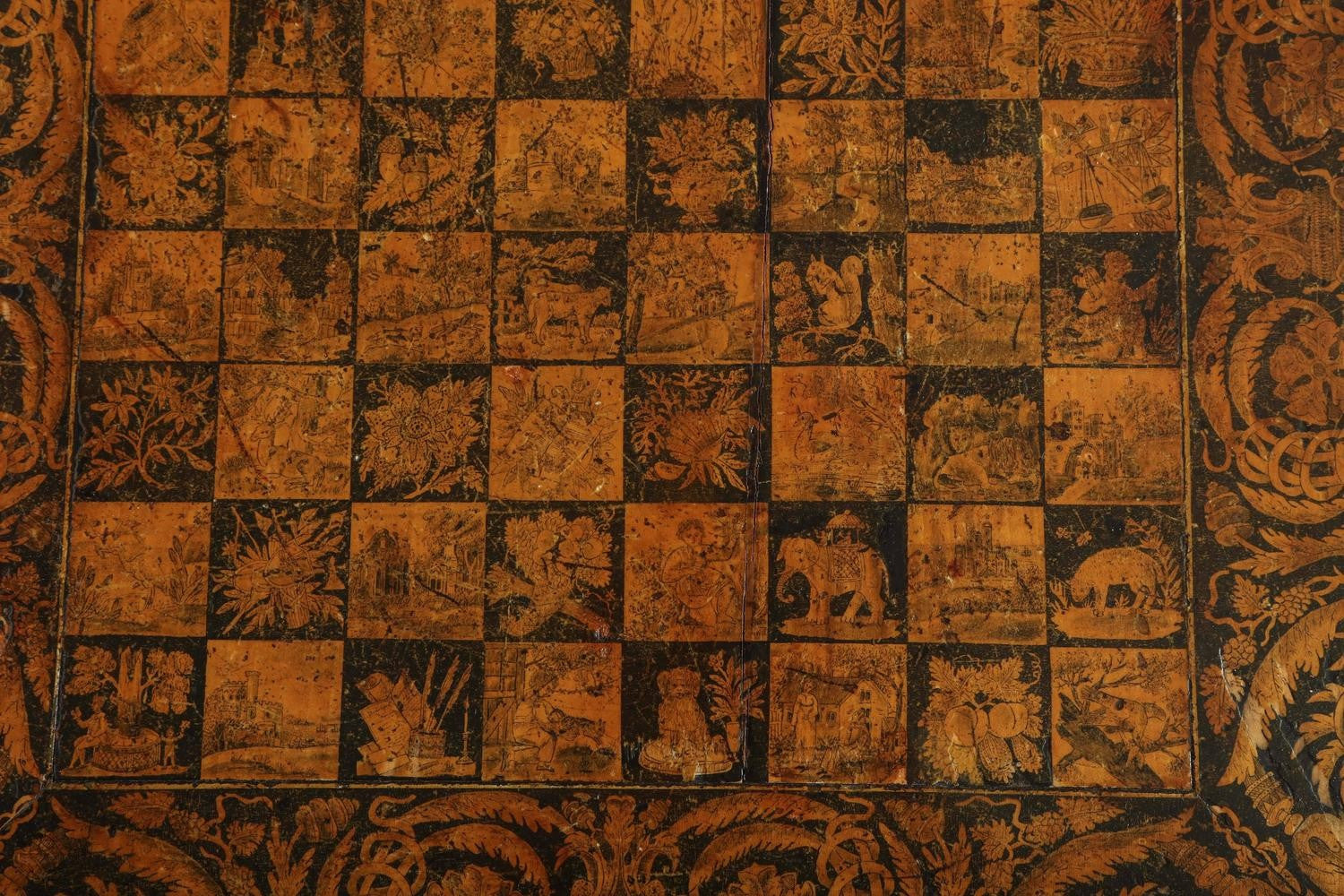 Regency Penwork Pedestal Base Table