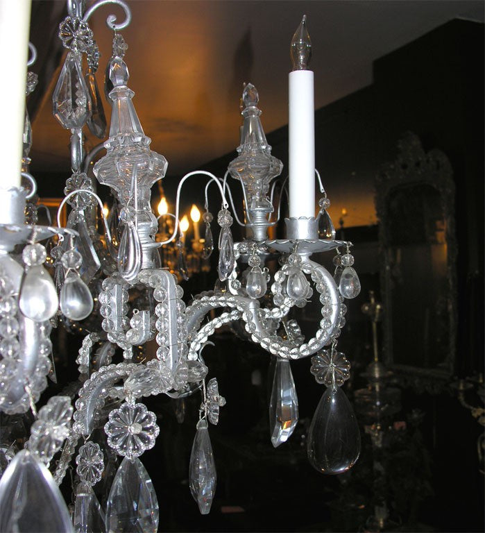 French Silvered 8-Light Chandelier