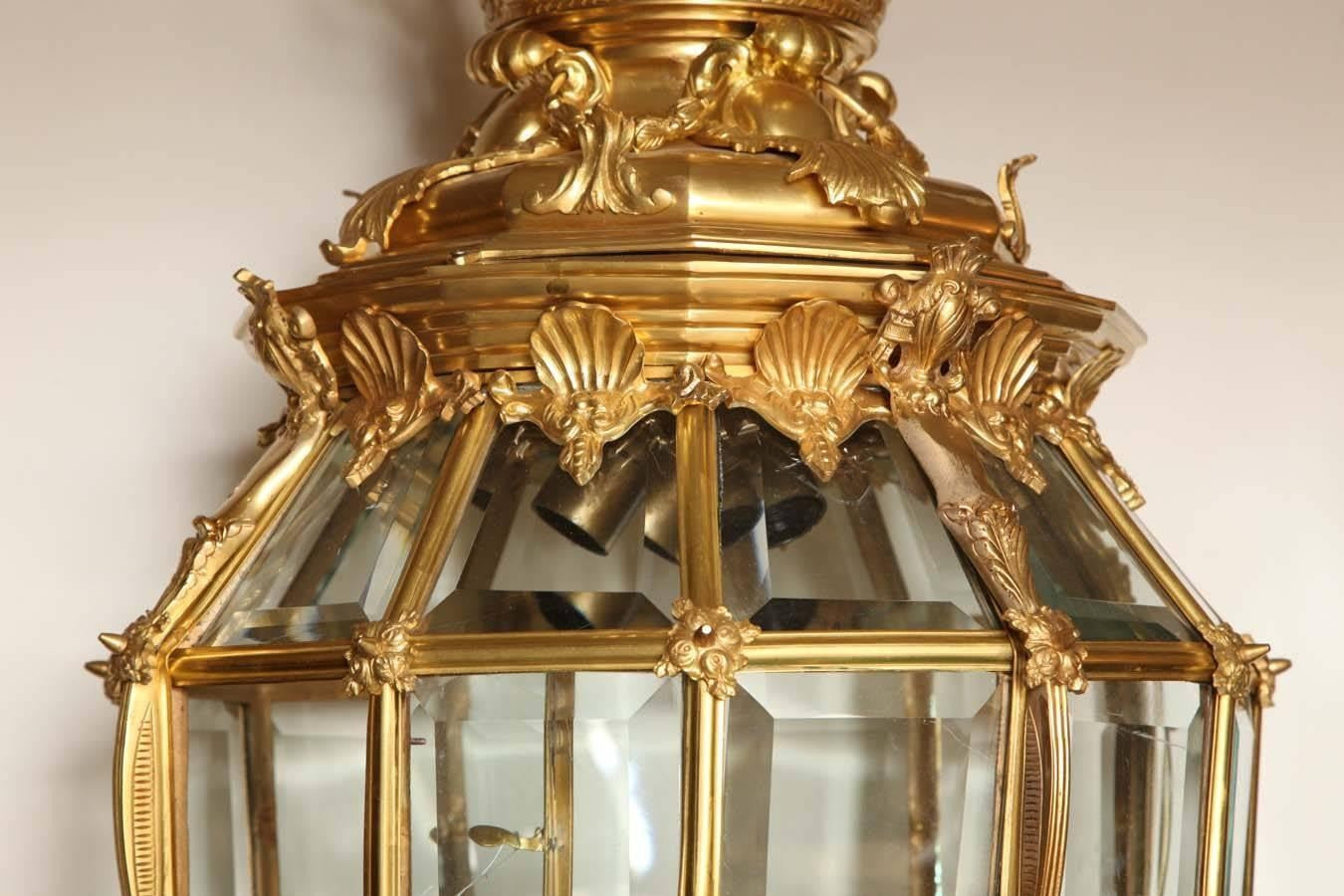 French Gilt Bronze Hall Lantern