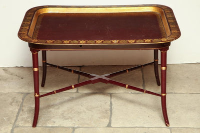 English Red Lacquered Papier Mâché Tray Table