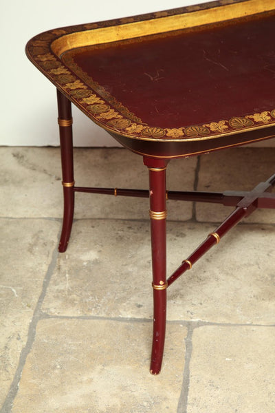 English Red Lacquered Papier Mâché Tray Table