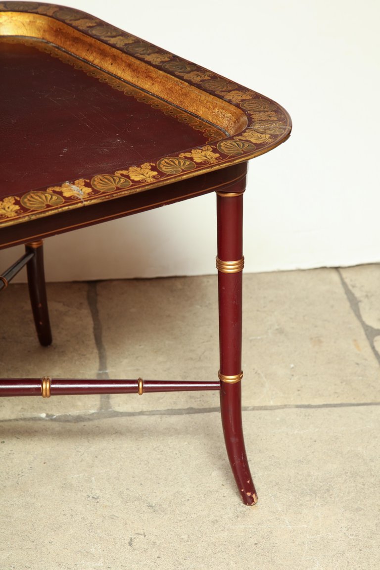 English Red Lacquered Papier Mâché Tray Table