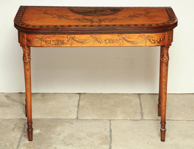 Sheraton Satinwood Painted Card Table