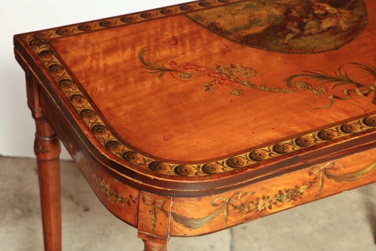 Sheraton Satinwood Painted Card Table