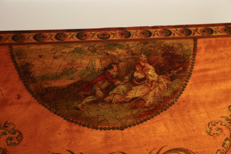 Sheraton Satinwood Painted Card Table