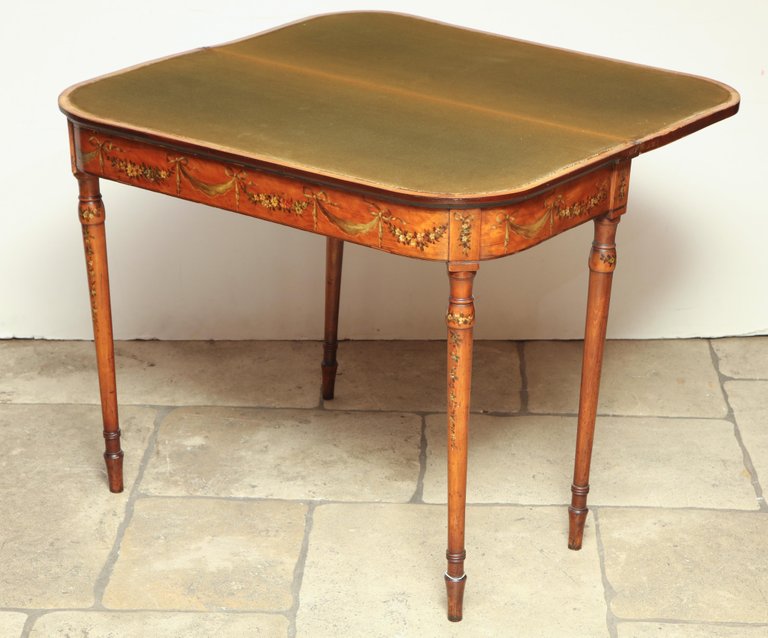 Sheraton Satinwood Painted Card Table