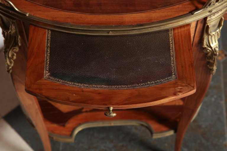 French Transitional Marquetry Oval Side Table