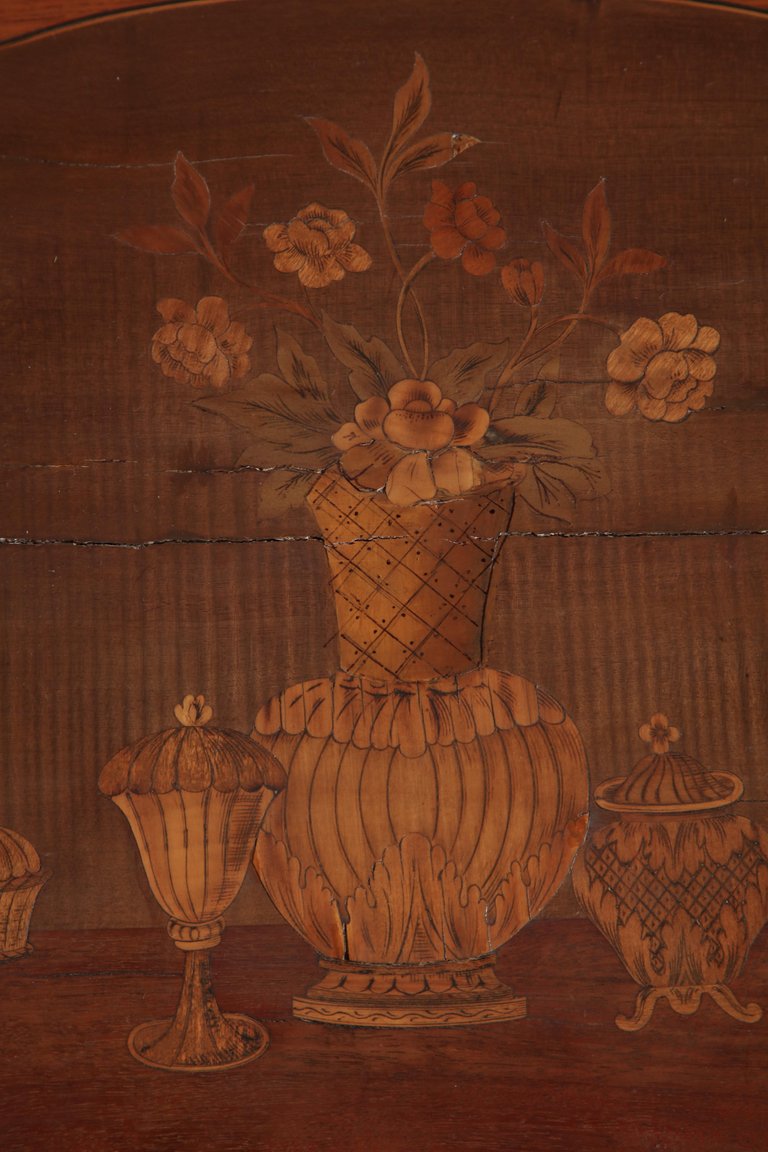 French Transitional Marquetry Oval Side Table