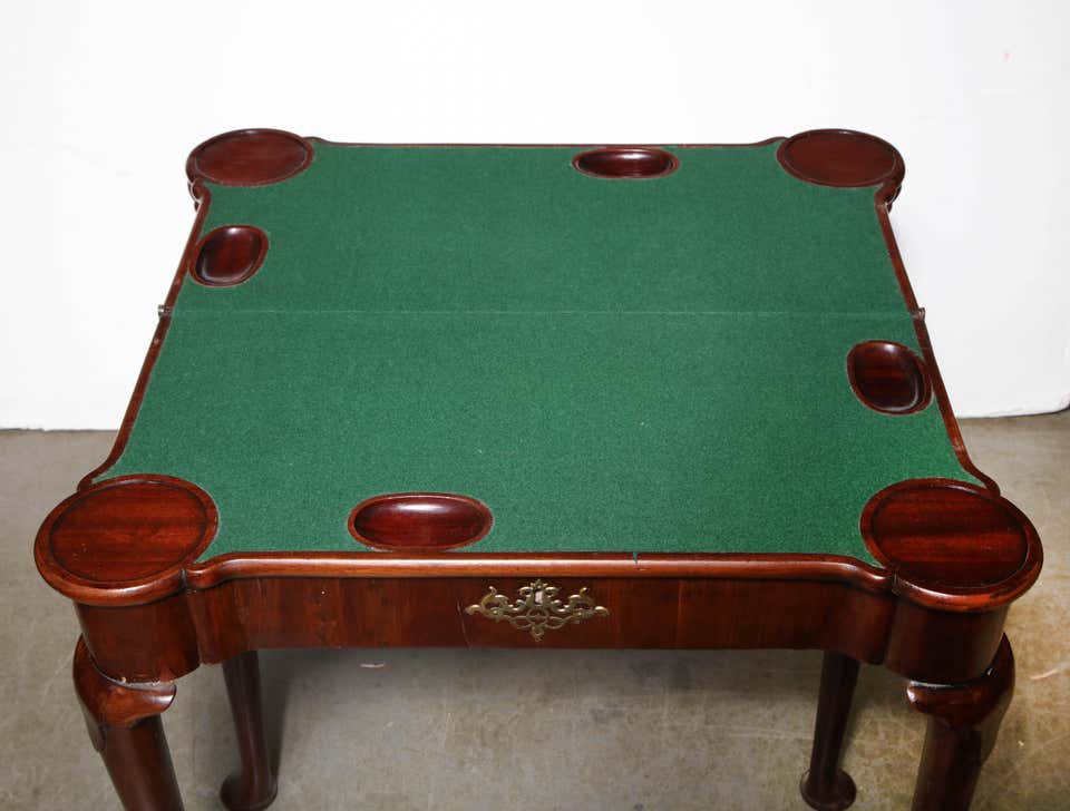 Queen Anne Mahogany Triple Top Card Table