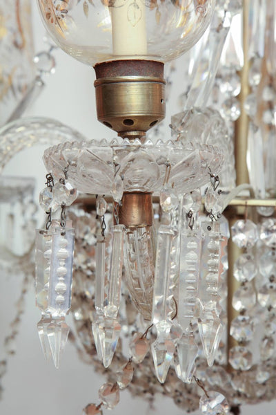 Swedish Neoclassic Bronze and Crystal Chandelier - georgenantiques